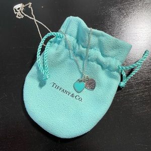 Tiffany & Co. Blue Double Heart Tag Pendant